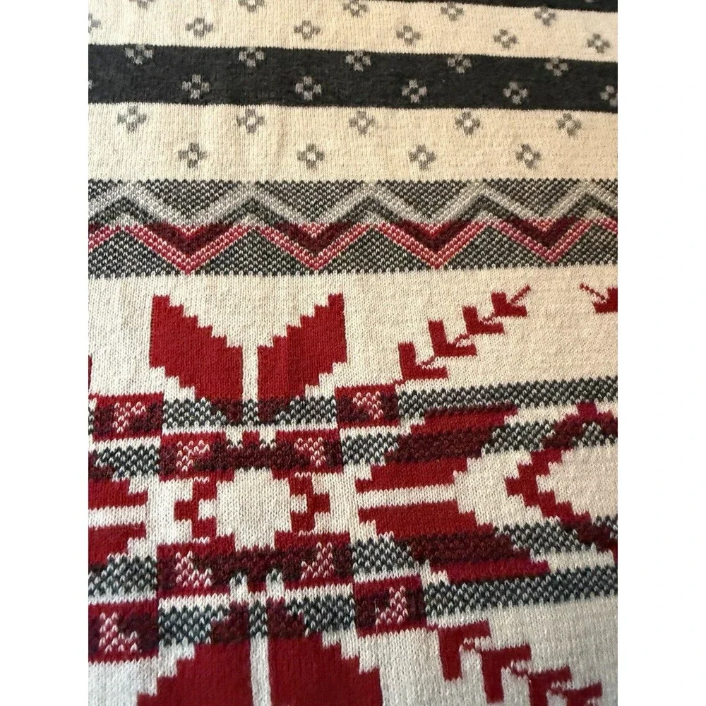 Queenwest Trading Co Cotton Throw Blanket Snowflake Gray White Red 50 X 60